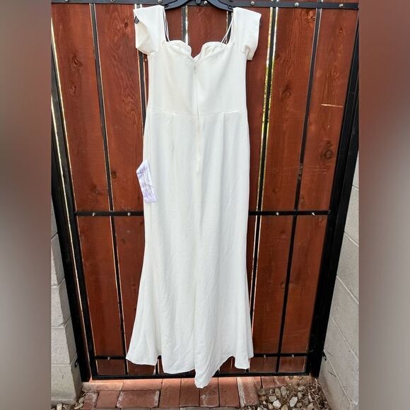 DRESS THE POPULATION Logan Off the Shoulder Evening Dress in Off White Large - Picture 4 of 8